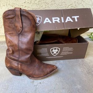 ARIAT cowgirl boots; brown, women’s size 8, and ONLY worn a handful of times.
